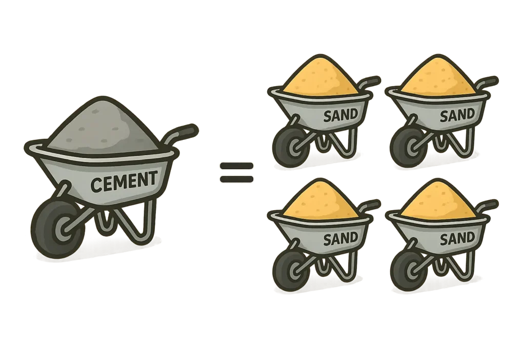 Illustration of Cement & Sand Ratio of 1:4
