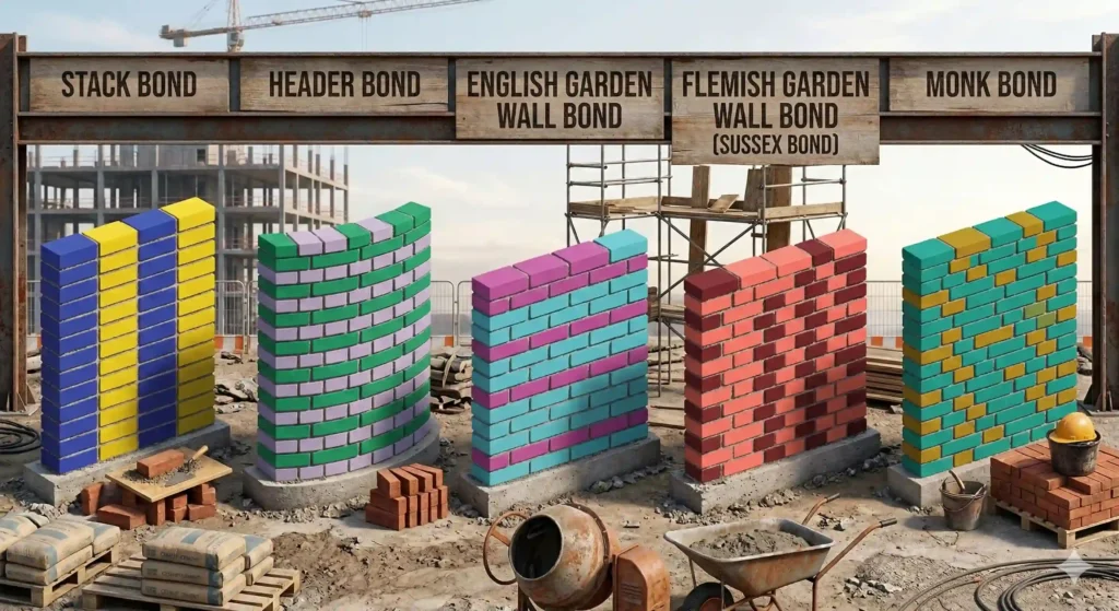 five types of common brick bonds