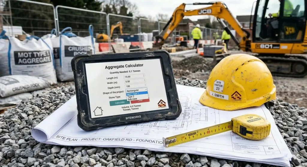 Picture illustrating the steps to use the aggregate calculator