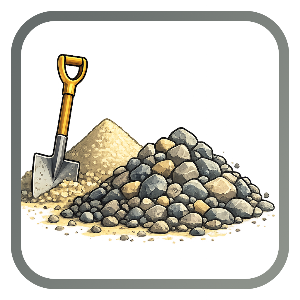 Picture showing gravel and shovel